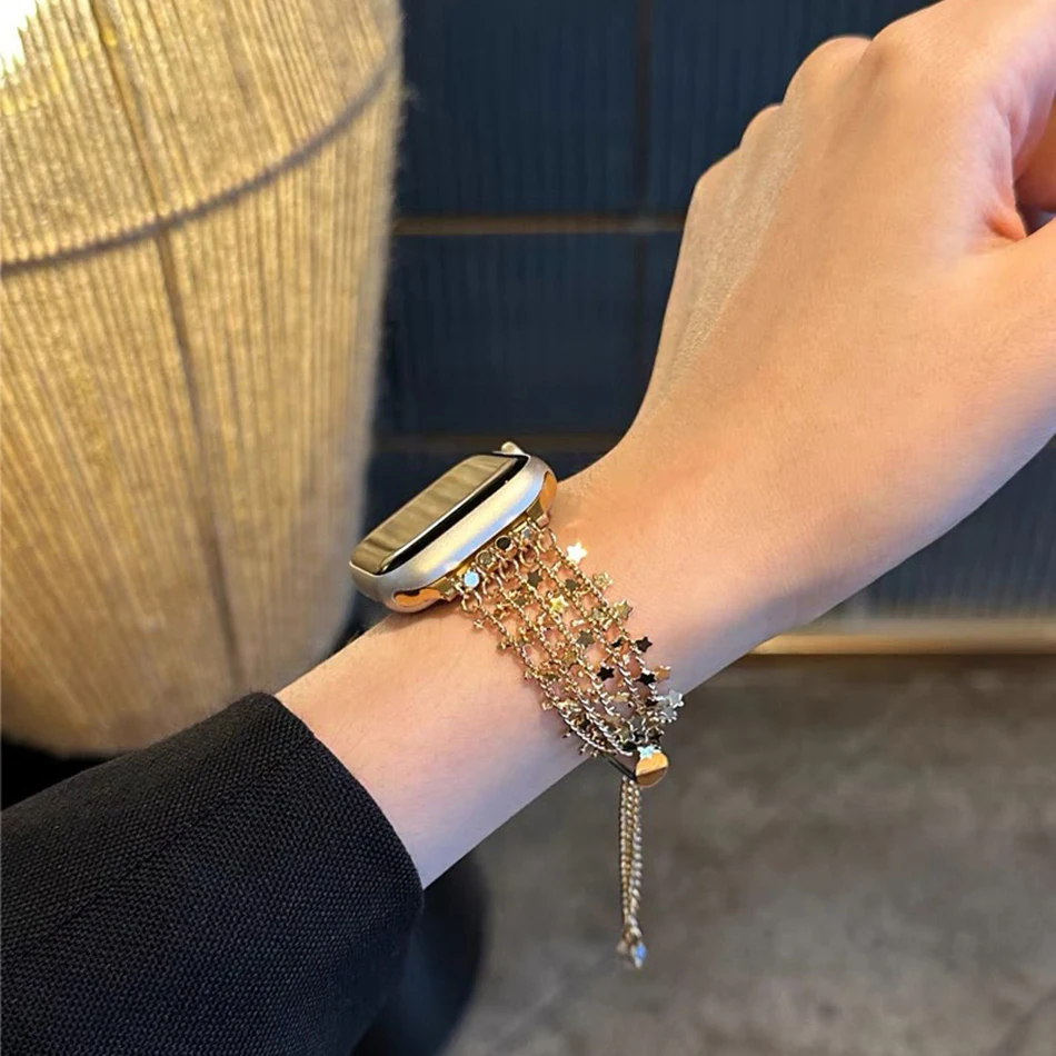 Gypsophila Strap For Apple Watch Band Ultra 49mm 38 41mm 40 44mm 45 42mm IWatch Series 9 8 7 6 SE 5  Woman Decorative Bracelets