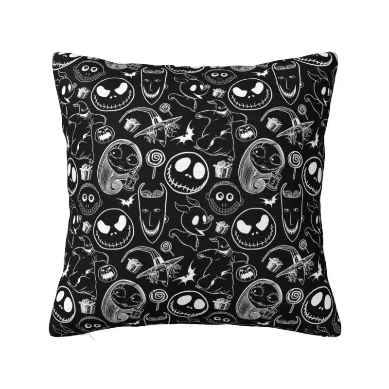 Nightmare Before Christmas Throw Pillow Covers Decor Home Halloween Movie Jack Skullington Cushion Cover Square Pillowcase