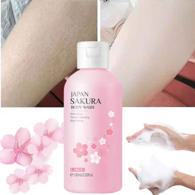 Гель для душа Sakura Dusch gel Peeling Körper wäsche Tiefen reinigung entfernen Hühner haut Körpers chmier mittel weiß feuchtigkeit spendend