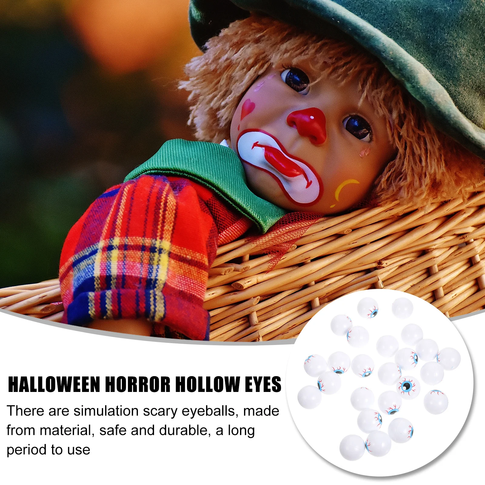 24 Uds. Globos oculares de miedo para Halloween, accesorios de plástico falso, decoración realista para fiesta, suministros de broma espeluznante, ojos falsos