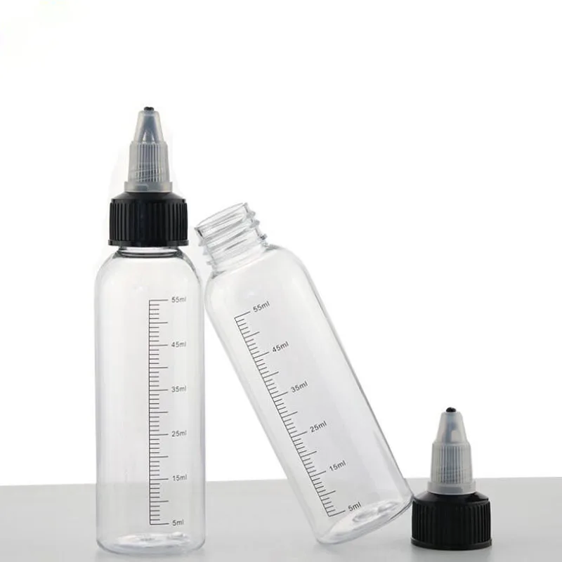 30-250ml Refillable Squeeze Pointed Mouth Bottles With Graduated Scale Plastic Empty Container Bottle for Tattoo Pigment Ink