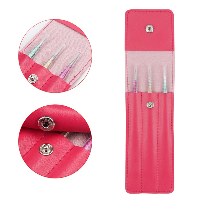 3hole Eyelash Extension Tweezers Leather Cover Eyebrow Clip Holder Storage Bag Collection Case Lash Lifting Supplies Makeup Tool