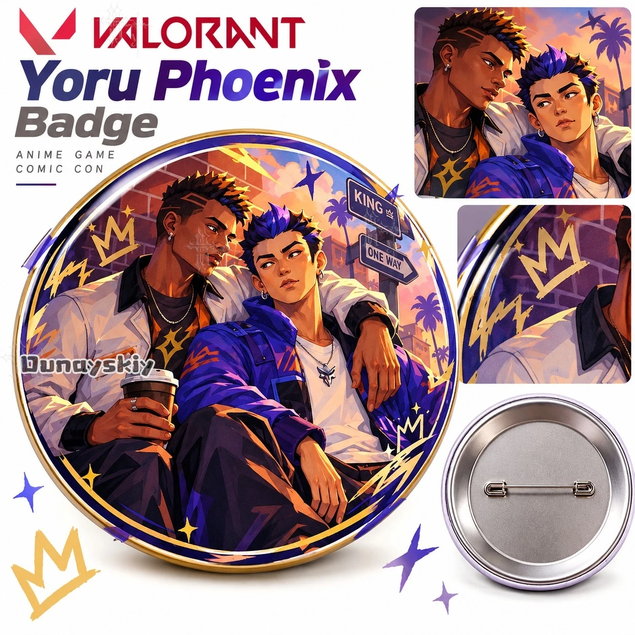 16 ​​Valorant Yoru Phoenix Badge Anime Game Character Brooch Comic Con Decoration Collection Cosplay Accessory Small Gift