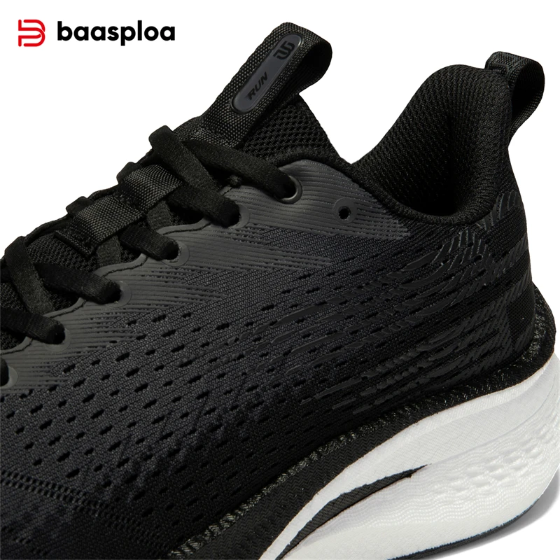 Baasploa New Men Running Shoes Mesh Breathable Carbon Plate Non-slip Sports Shoes Male Outdoor Lightweight Professional Sneakers