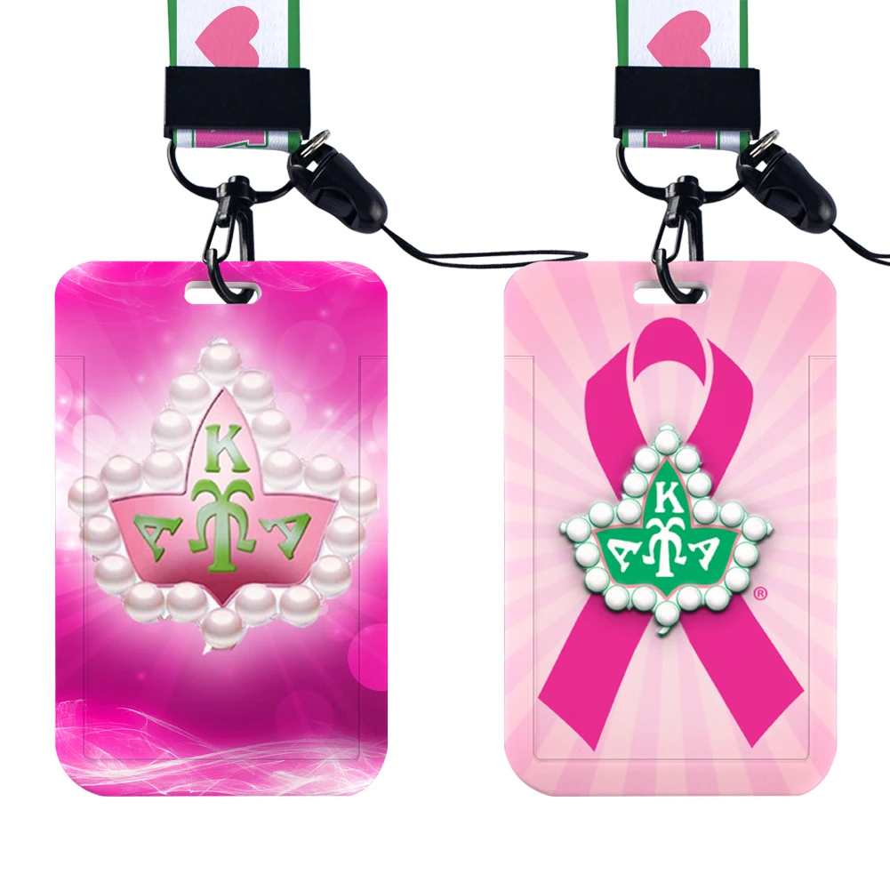 

Alpha kappa alpha AKA sodality ID Card Holders Lanyard Credit Card Badge Holder Girl Retractable Clip Business Cardholder Key