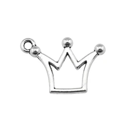 WYSIWYG 20pcs 20x13mm 3 Colors Cute Crown Charm Pendants For DIY Jewelry Making Small Hollow Crown Charm