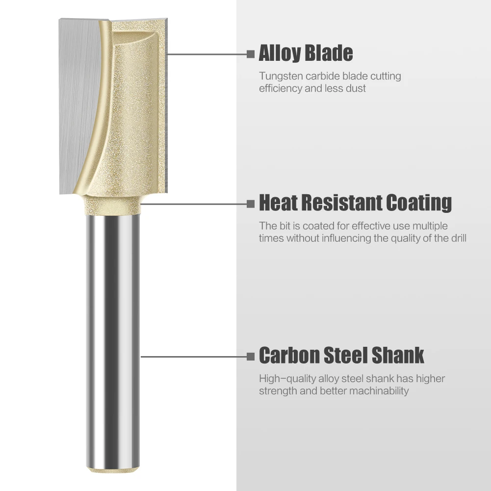 Profissional Grade Fresa, Limpeza Bit Inferior, Slotting Router, Conjunto de Ferramentas de Carpintaria, Fresa, 1/4 'Shank, 1/2mm Shank
