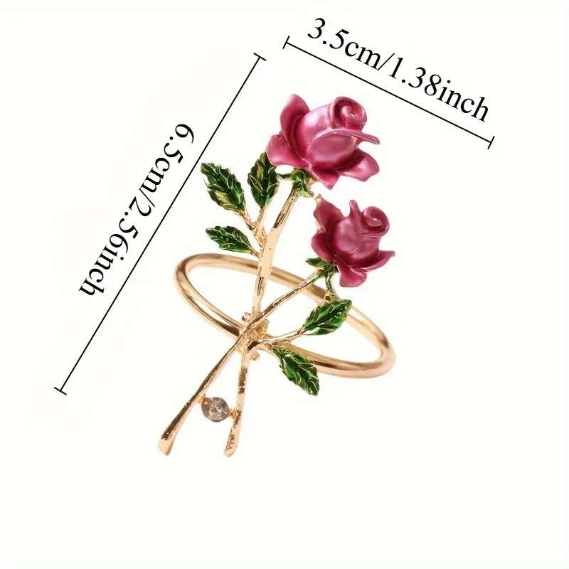 Metal Rose Napkin Rings, Elegant Floral Design, Perfect for Mother'S Day, Valentine'S Day, Wedding, Birthday