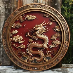 Golden Dragon Aluminum Wall Sign, UV and Scratch Resistant, Easy-Hang, Outdoor and Indoor Decor, Pre-Drilled Holes