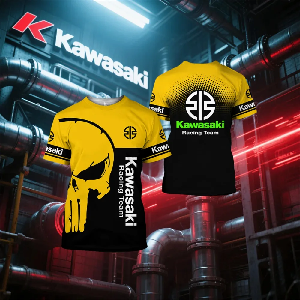 

Summer 2025 Novelty Men's Kawasaki Motorcycle Printed Casual T-shirt, Men's Street Casual Quick drying Fashion T-shirt