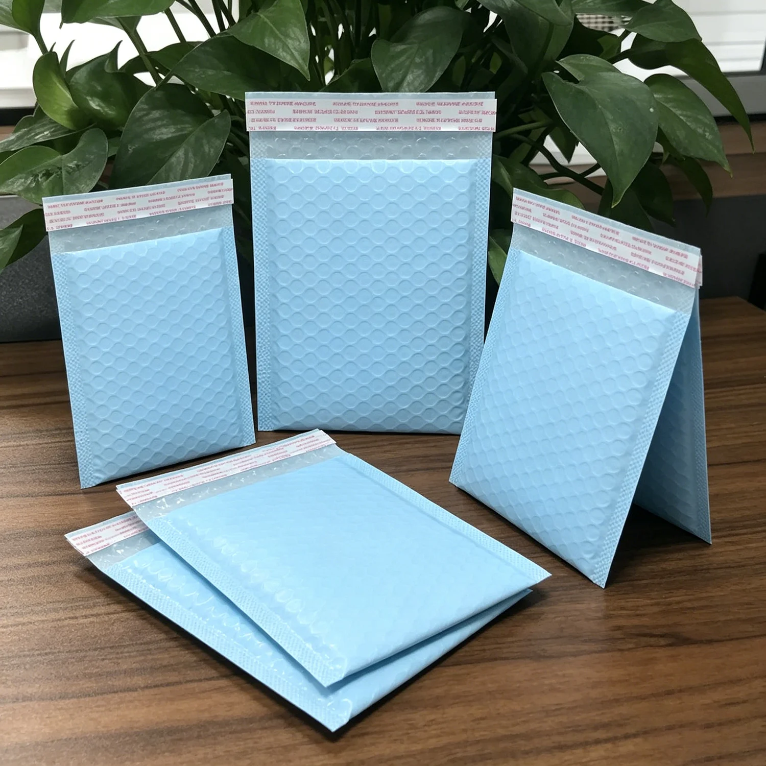 Sky Blue Poly Bubble Mailers Self-Adhesive Tear Resistant Mailing Envelopes Multi Size E-commerce Packaging Bags-50Pcs view 2