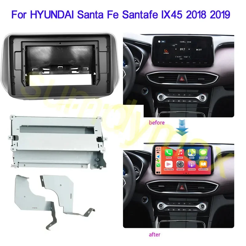 Android Car radio Frame Kit Fascia Panel For  HYUNDAI Santa Fe Santafe IX45 2018-2020 10.1