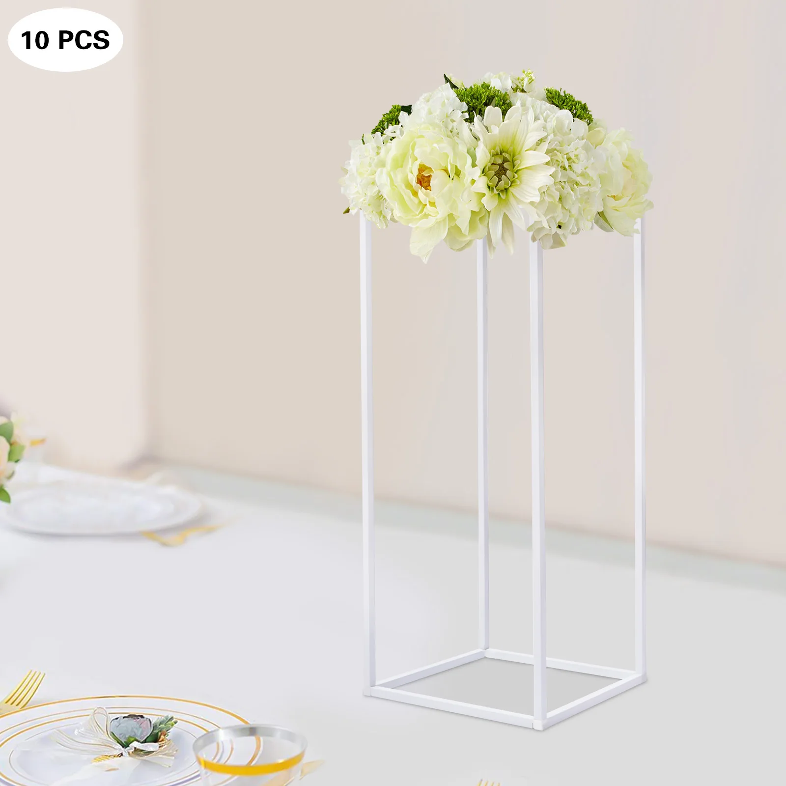 10 Pcs Geometric Metal Stands Flower Floor Holders Wedding Centerpieces 60 cm Rectangle Metal Flower Stand Wedding Party Decor