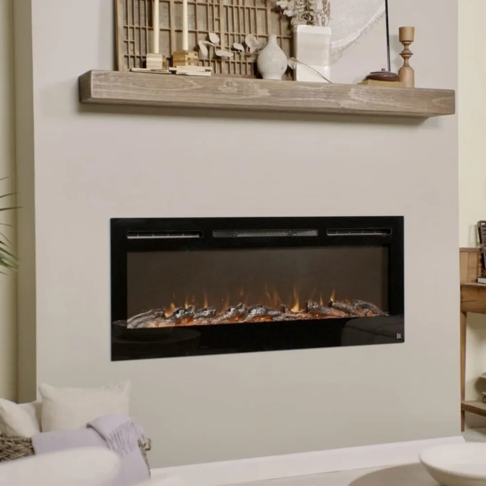 Intelligent Electric Fireplace, 50 Inches Wide on The Side, 30 Realistic Burn Colors/flame Options -1500W Heater