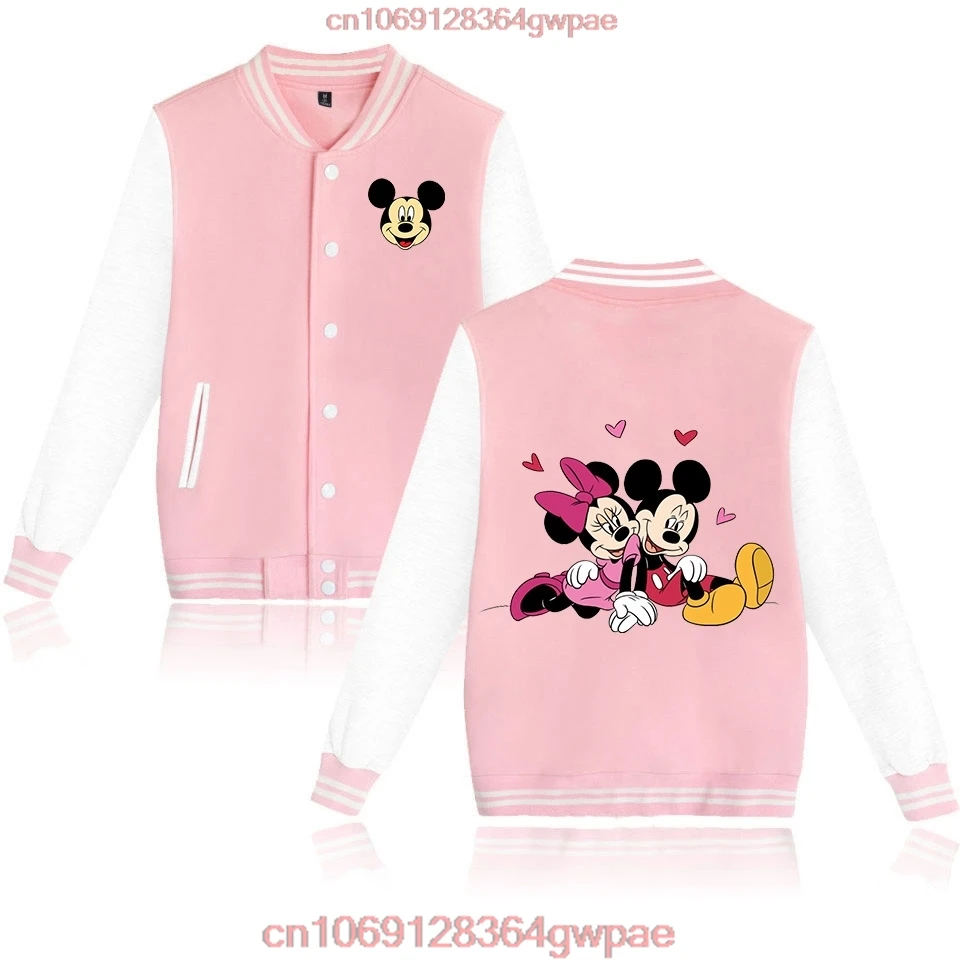 Disney Mickey Minnie Baseball Jacket hoodie Men Women Hip Hop Harajuku Jackets Streetwear Kids Boys Girls Loose College Coats