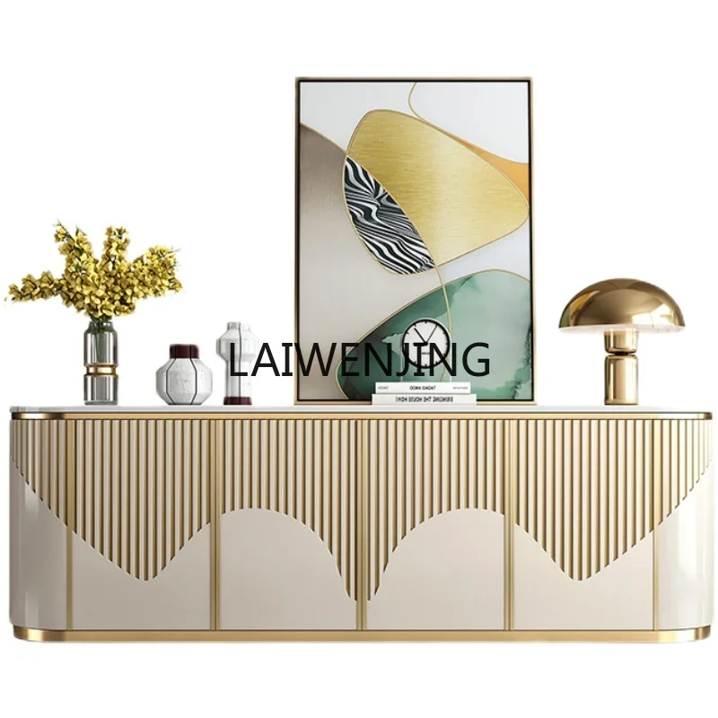 

SGF light luxury TV cabinet rock slab coffee table living room background wall video cabinet