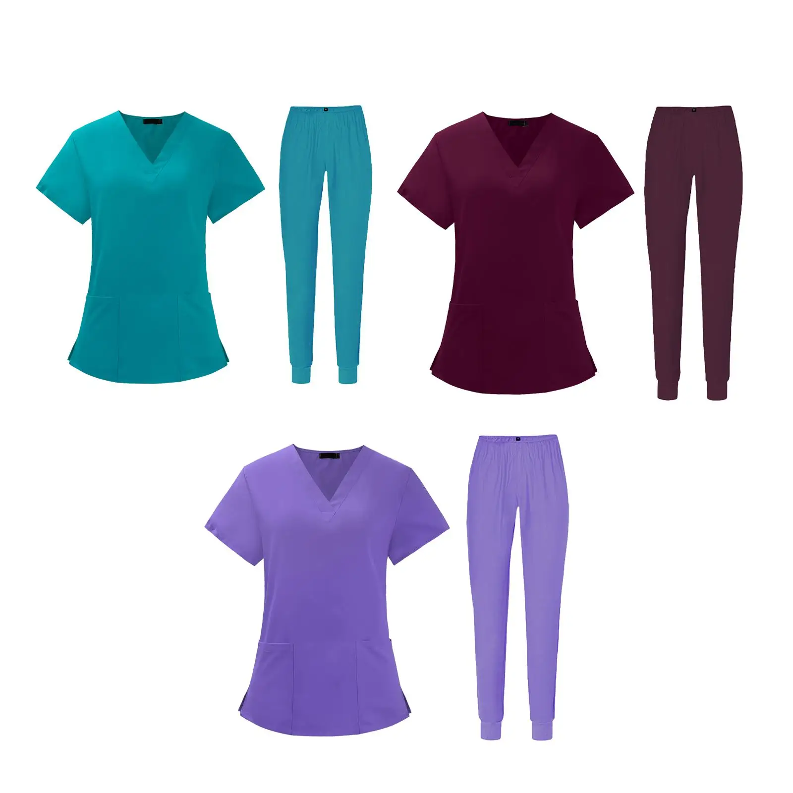 

Uniform Scrub Set Top and Pants with Pockets Unisex Suit for Beauty Salon