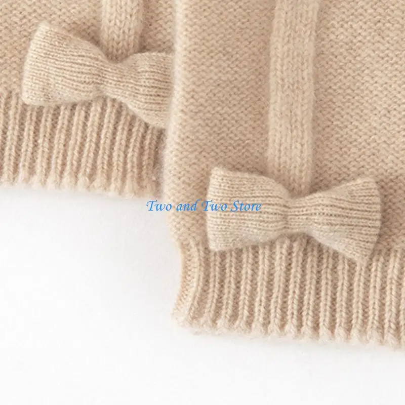 HX6F Cashmeres Winter Gloves For Toddler Kids Soft Warm Bowknot Pattern Mittens