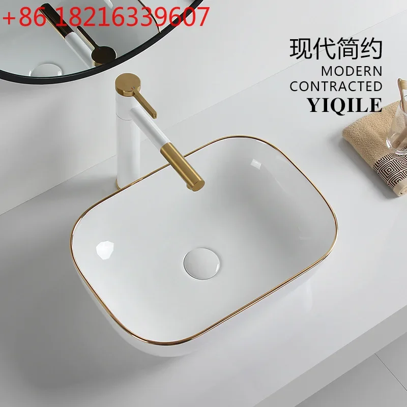 Modern light luxury Phnom Penh counter basin bathroom oval ceramic wash basin household balcony