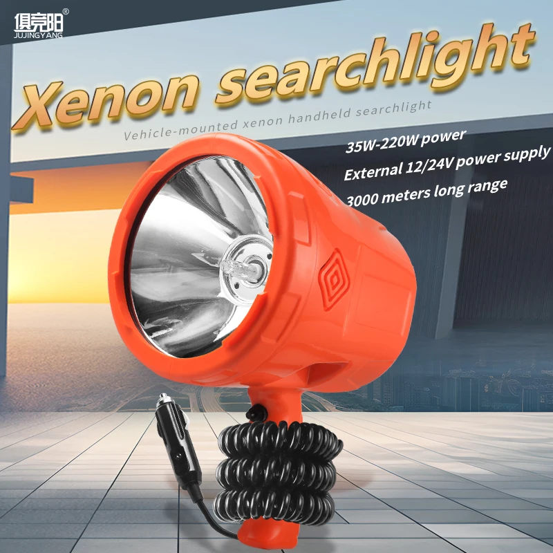 Projecteur au xénon portable, lumière forte, longue portée, lampe de poche, véhicule d'extérieur, lumière marine, orange 213, 12V, 24V