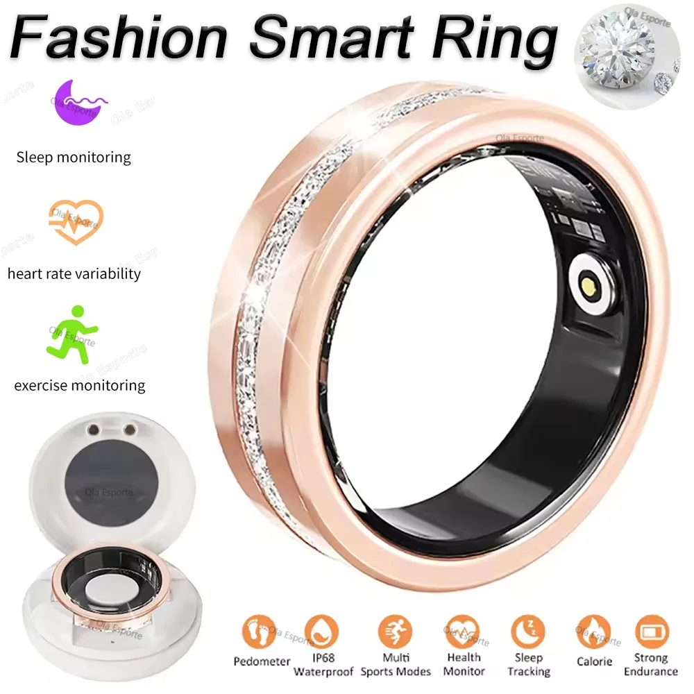 2025 neue Smart Ring Dame Herzfrequenz Schlaf Gesundheit Monitor Menstruationszyklus erkennung IP68 Wasserdicht Mode Sport Ringe Frauen Männer