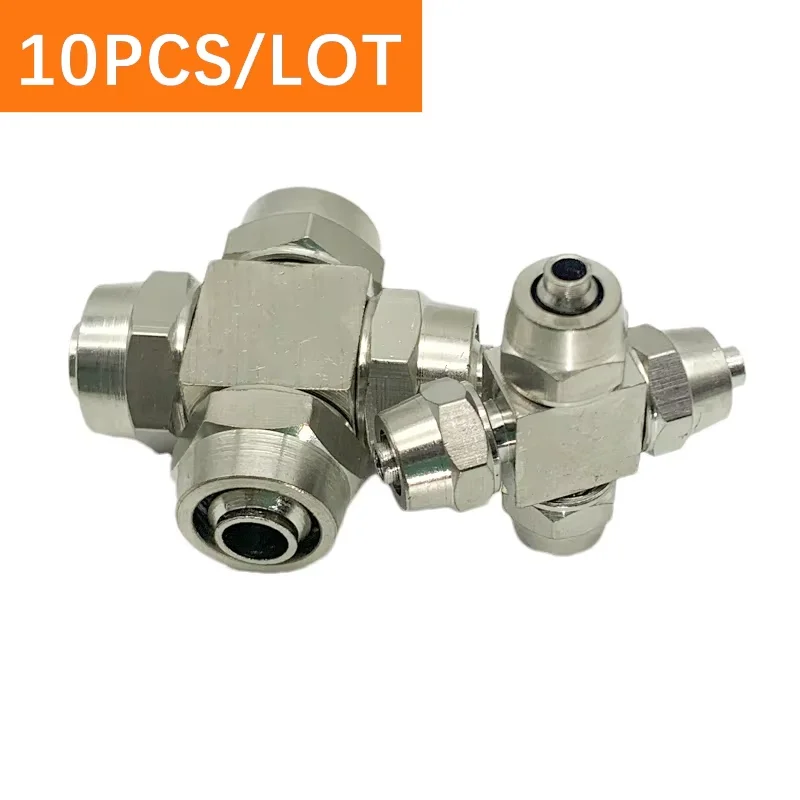 100 PCS Cross quick-twist four-way copper nickel-plated lock female tracheal joint pneumatic KLPZA4 6 8 10 12 shunt locking head