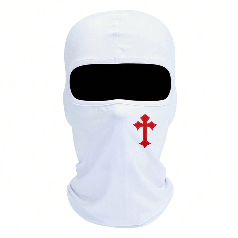 1pc Cross Printed Mask Hood For Men And Women Outdoor Riding Balaclava Hat Windproof And Sunscreen Sun Hat