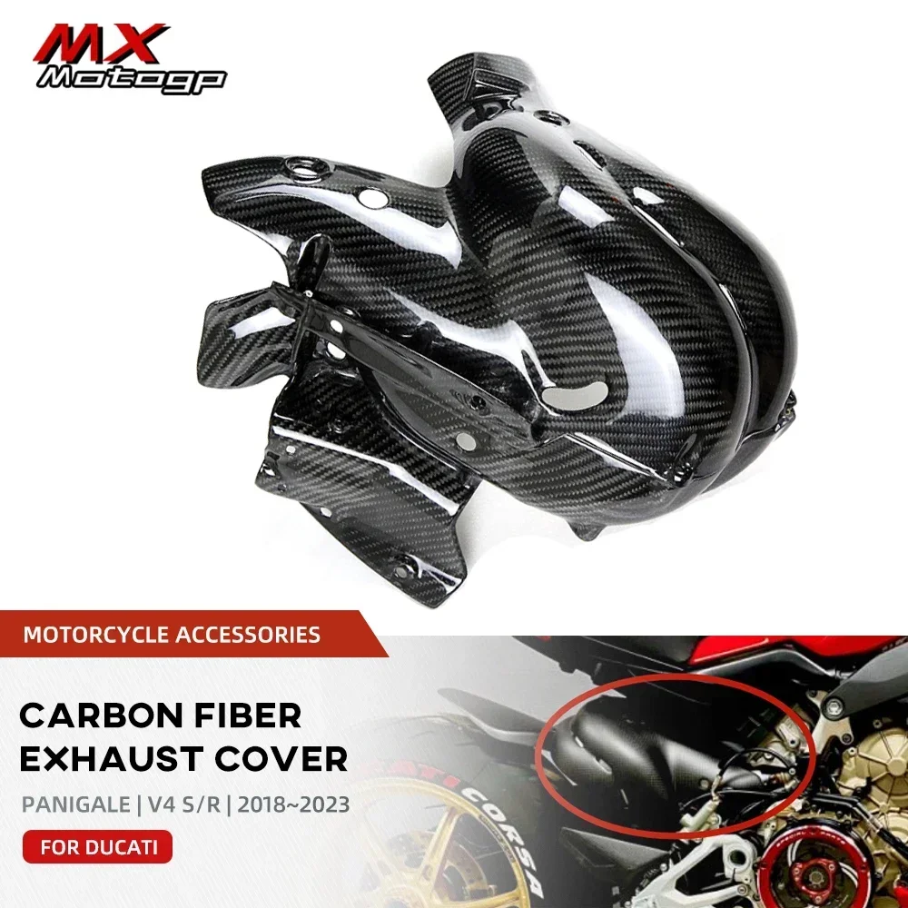 

Motorcycle Carbon Fiber Exhaust Cover Heat Shield Guard (EURO 4 Only) For DUCATI Streetfighter V4 V4S Panigale 2018 2019 2020