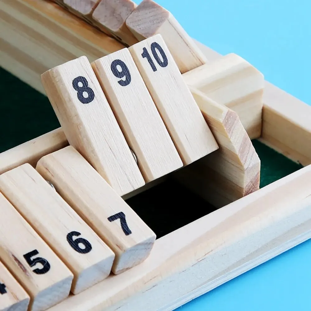 Wooden Dice Board Game Shut The Box for 4 Players Flaps & Dices Game Parent-children Interaction Family Entertainment