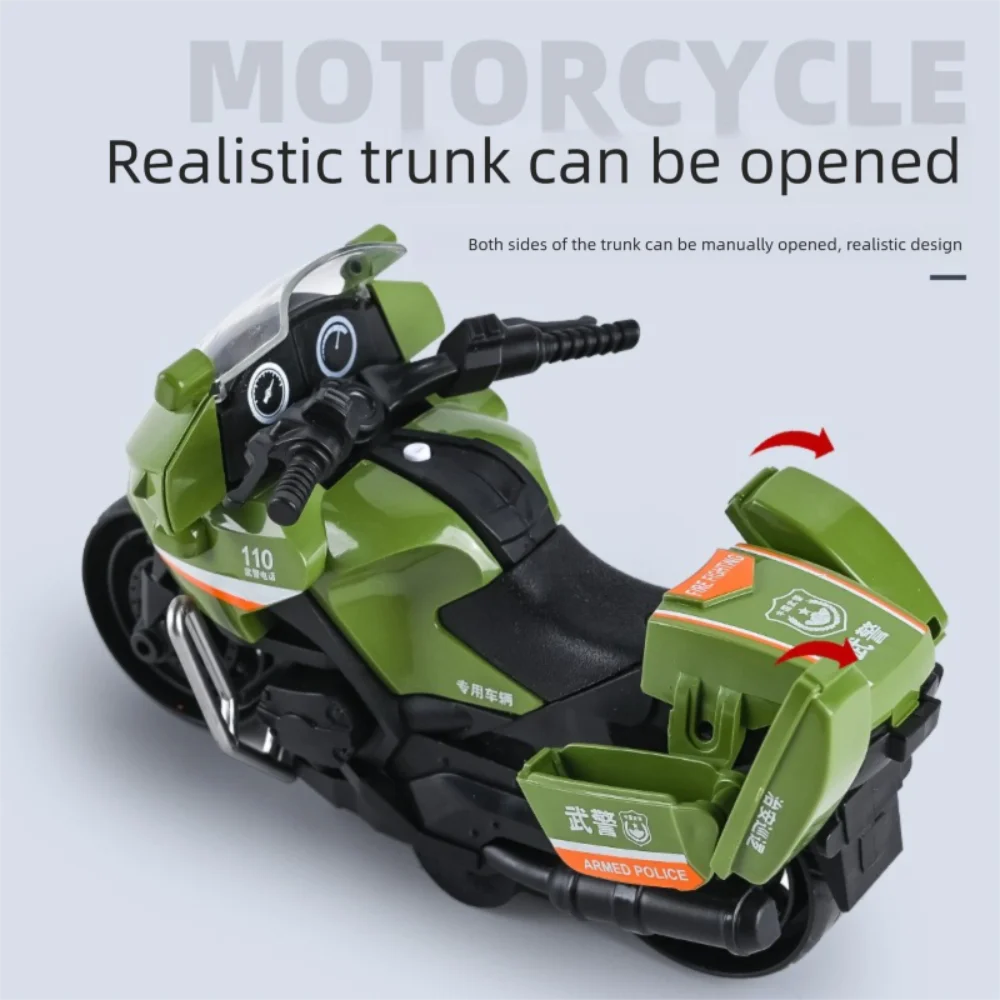 Plastic Inertial Motorcycle Drop-resistant Flexible Motorcycle Model White Black Red Green City Service Motorcycle