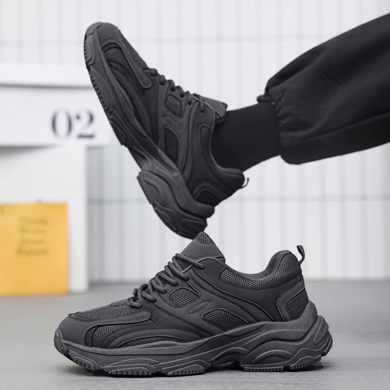 

Trendy Brand of Thick-soled Height-increasing Spliced Mesh Laced Men's Casual Street Style Versatile Large-sized Sports Shoes