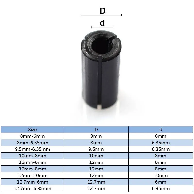 1pc Adapter Collet 8-6/ 8-6.35/ 9.5-6.35/10-8/12-6 8 10/12.7-6 6.35mm CNC Router Tool Adapter Holder