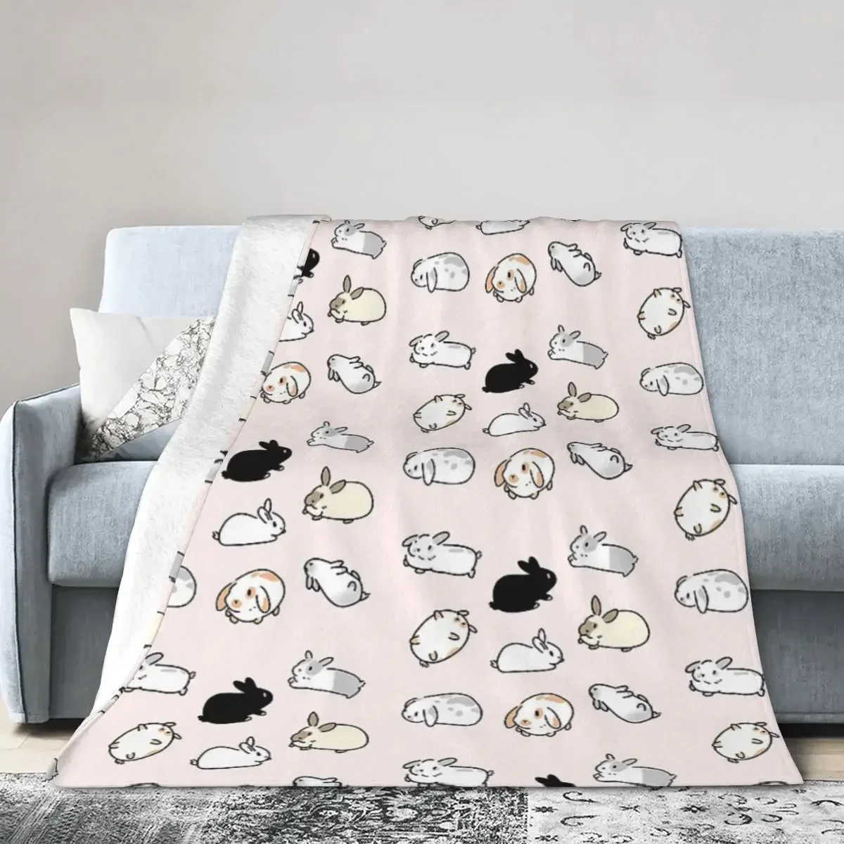 

Bunny Rabbits Blanket Soft Warm Flannel Throw Blanket Bedspread for Bed Living room Picnic Travel Home Sofa