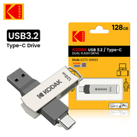 K273 Kodak 2 in 1 Metal USB Flash Drives 64GB 128GB 256GB USB3.2 Pendrive Type C High Speed Dual Memory stick Pen Drive