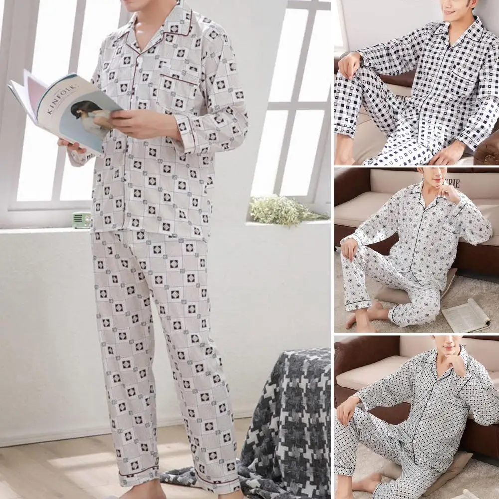 

2023 Men's Print Pajama Set With Long Sleeve Top And Pants Comfortable Loungewear For A Relaxing Evening