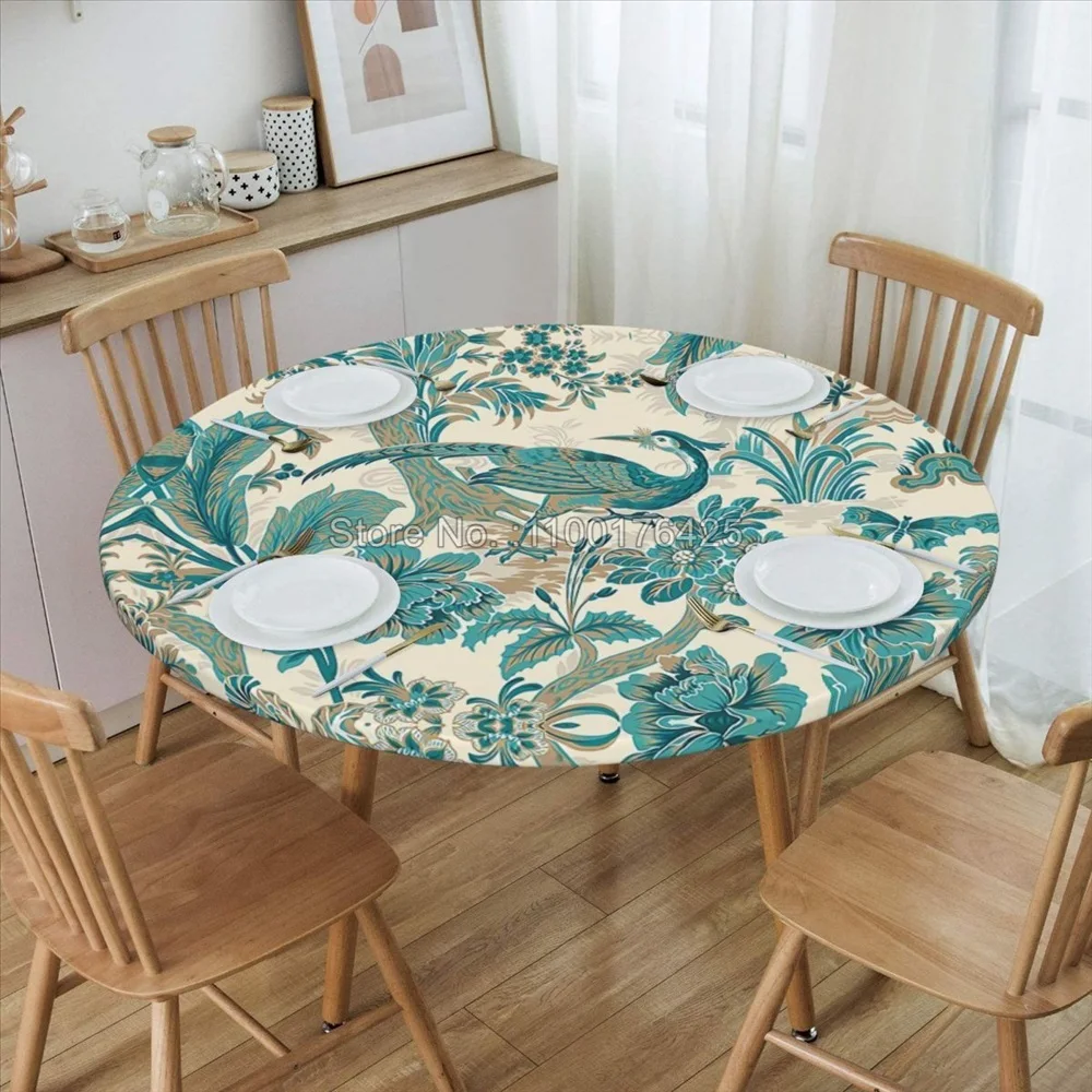 Mantel De Mesa Nature Jungle Peacock, Mantel De Mesa ajustado con bordes elásticos, lavable para cafetería lavable, Picnic familiar