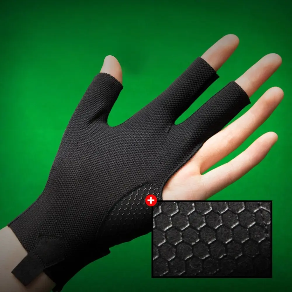 Left and Right Hand Billiards Glove Elastic Breathable Three Fingers Glove Non Slip Billiard Training Gloves Fitness Accessories