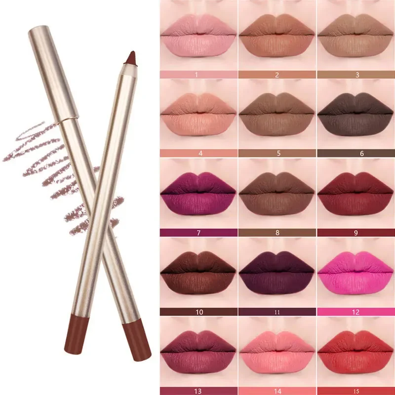 15 Colors Lipliner Multicolor Waterproof Long-lasting Pigment Private Label Lip Liner Custom Bulk Makeup Pencil All Lips Tints