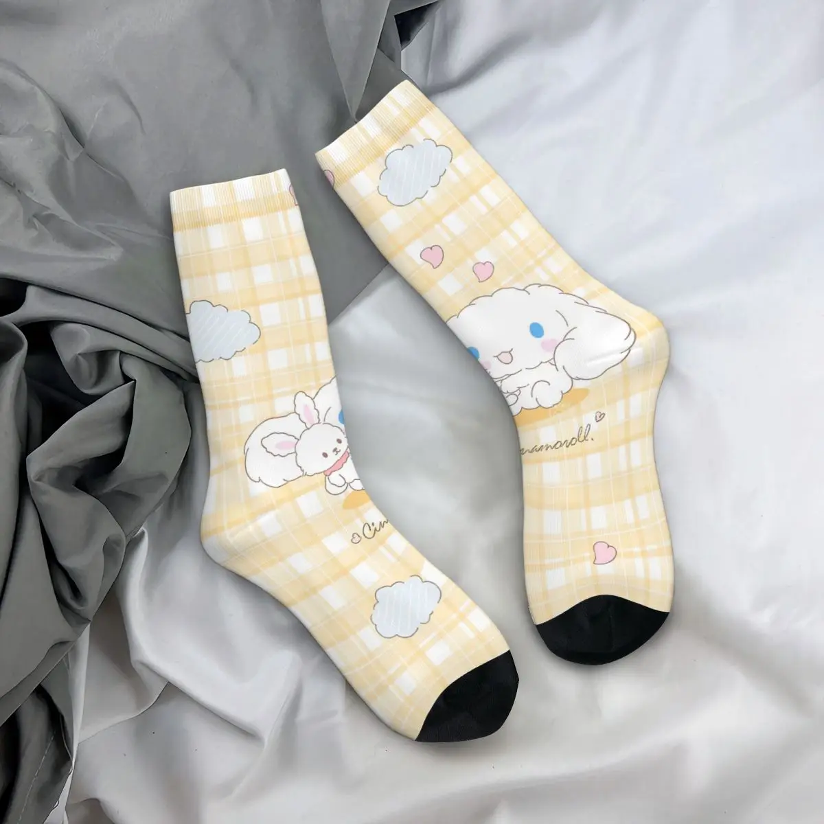 Calcetines coloridos y cálidos de dibujos animados para hombre y mujer, medias de baloncesto absorbentes de sudor, Cinnamoroll Sanrio, Invierno