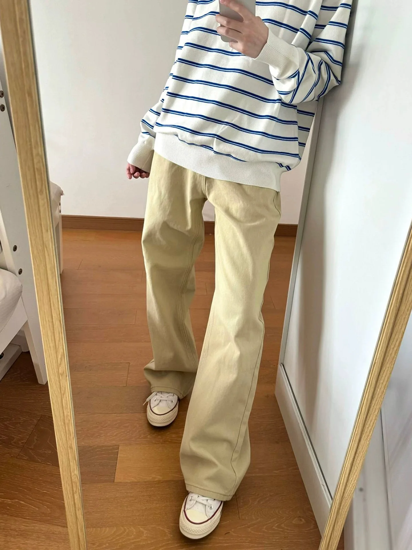 Calças Jeans Slim Retas Cor Caqui para Homens e Mulheres, Calças Cleanfit de Outono, Calças de Trabalho com Corte Reto, Cintu...