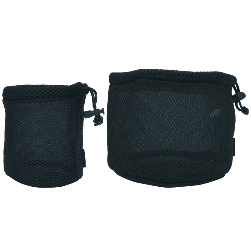 Black Nylon Mesh Bag Travel Stuff Sacks Drawstring Bag Outdoor Pots Storage Bag Camping Tableware Organizers Storage