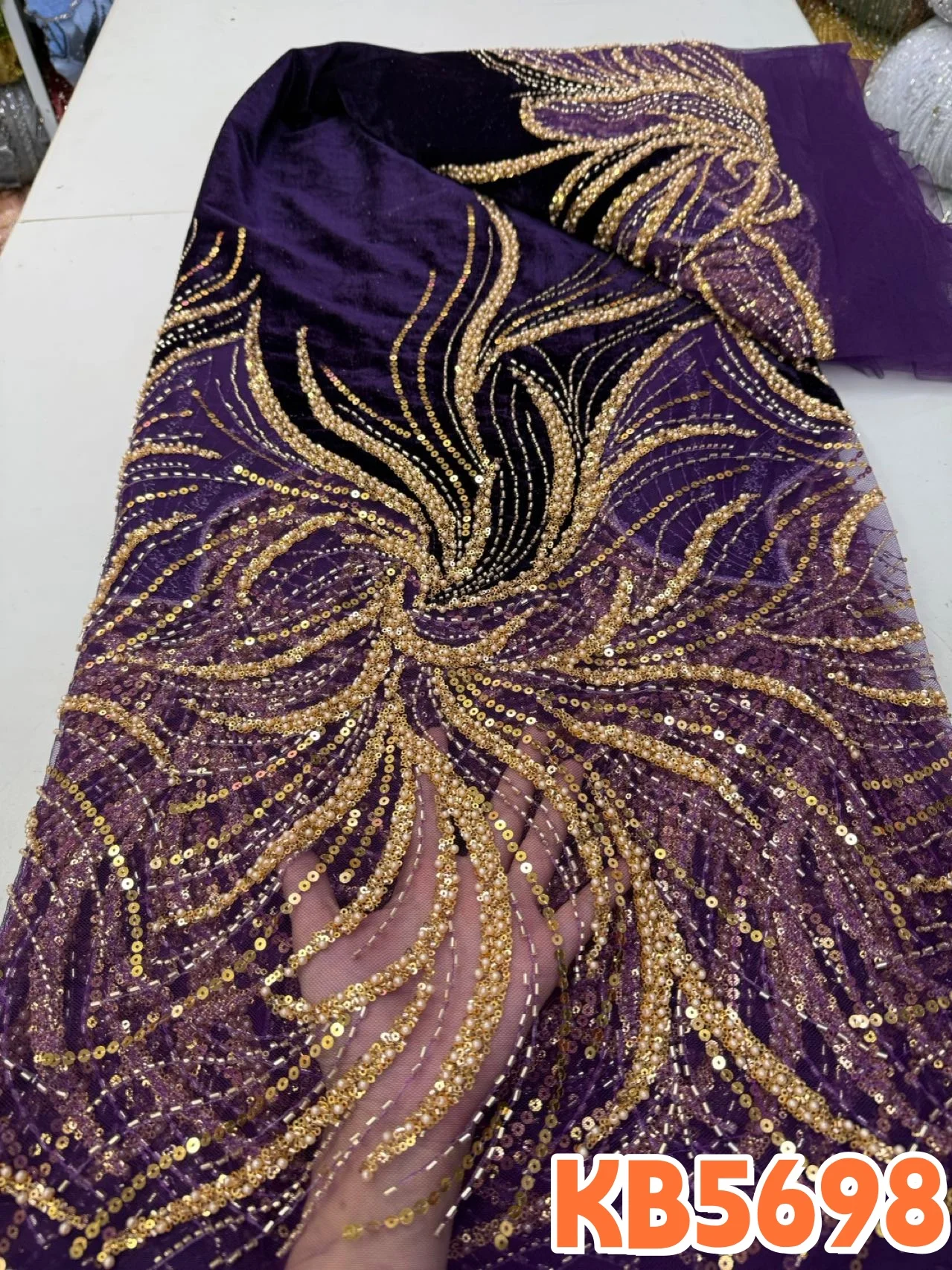 YALISI 5 Yards Burgundy Beaded - Sewing Velvet Fabric 评论和价格