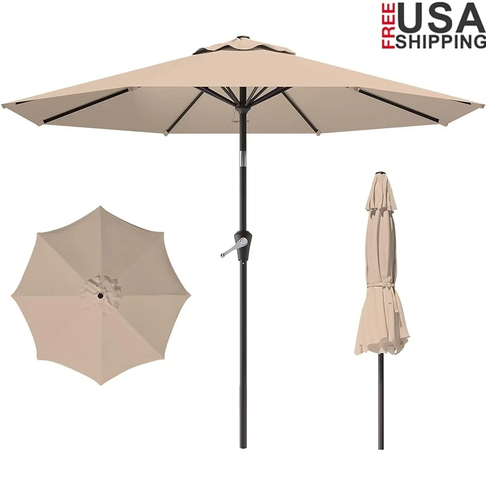 

9 футов зонт для патио, уличный рынок, зонт с наклоном, легко открывающаяся система, УФ-водонепроницаемый, ветрозащитный, с вентиляционным навесом, садовый бассейн