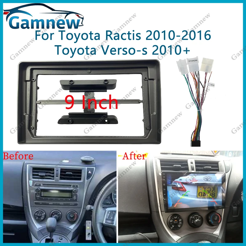 9 Inch Car Frame Fascia Adapter Android Radio Dash Fitting Panel Kit For Toyota Ractis 2010-2016 Verso-s 2010+