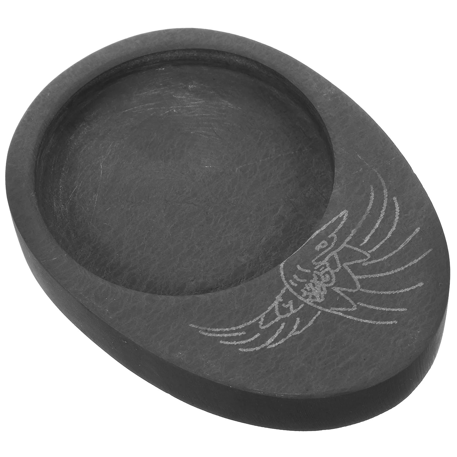 

Chinese Ink Stone Round Sumi Dish Calligraphy Student Inkstone Preserve Inkslab Black