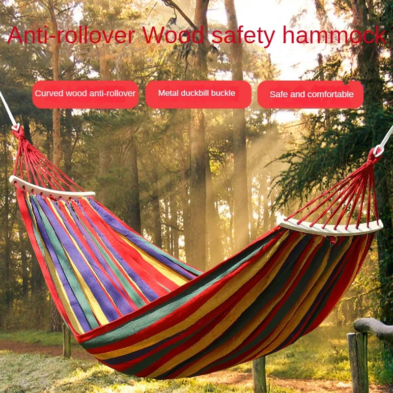 Outdoor Camping Equipment Colored Double Canvas Hammock College Student Dormitory Chair Anti Rollover Hammock