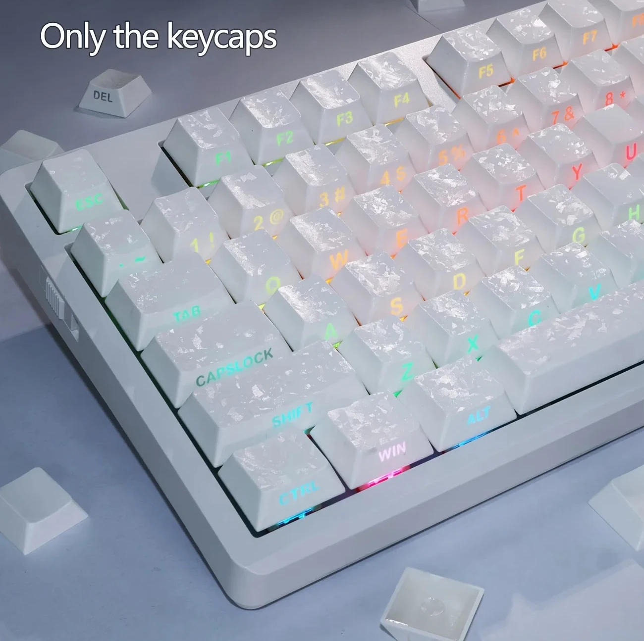 Carbon Fiber PBT Keycaps, Cherry MX Compatible, Cross Stem, Shine-Through Backlit, Side-Engraved, Cherry Profile, 6.25U Spacebar