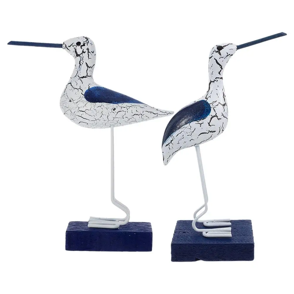 

2pcs Seabird Statue Wooden Figurine Beach Decor Room Ornament Realistic Details Quality