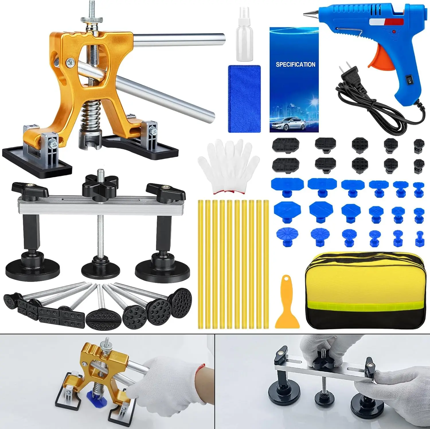 

Комплект автомобильных вмятин, 56 шт. инструментов для удаления вмятин без покраски, регулируемый подъемник для вмятин для автомобиля, внедорожника, ремонта повреждений от града