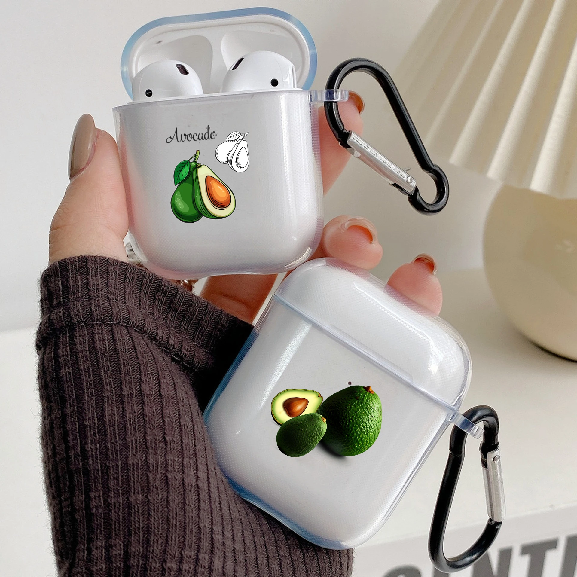 Avocado Family Silicone Case For Apple Airpods 1 or 2 Shockproof Cover For AirPods 3 Pro Pro2 Transparent Earphone Protector Bag